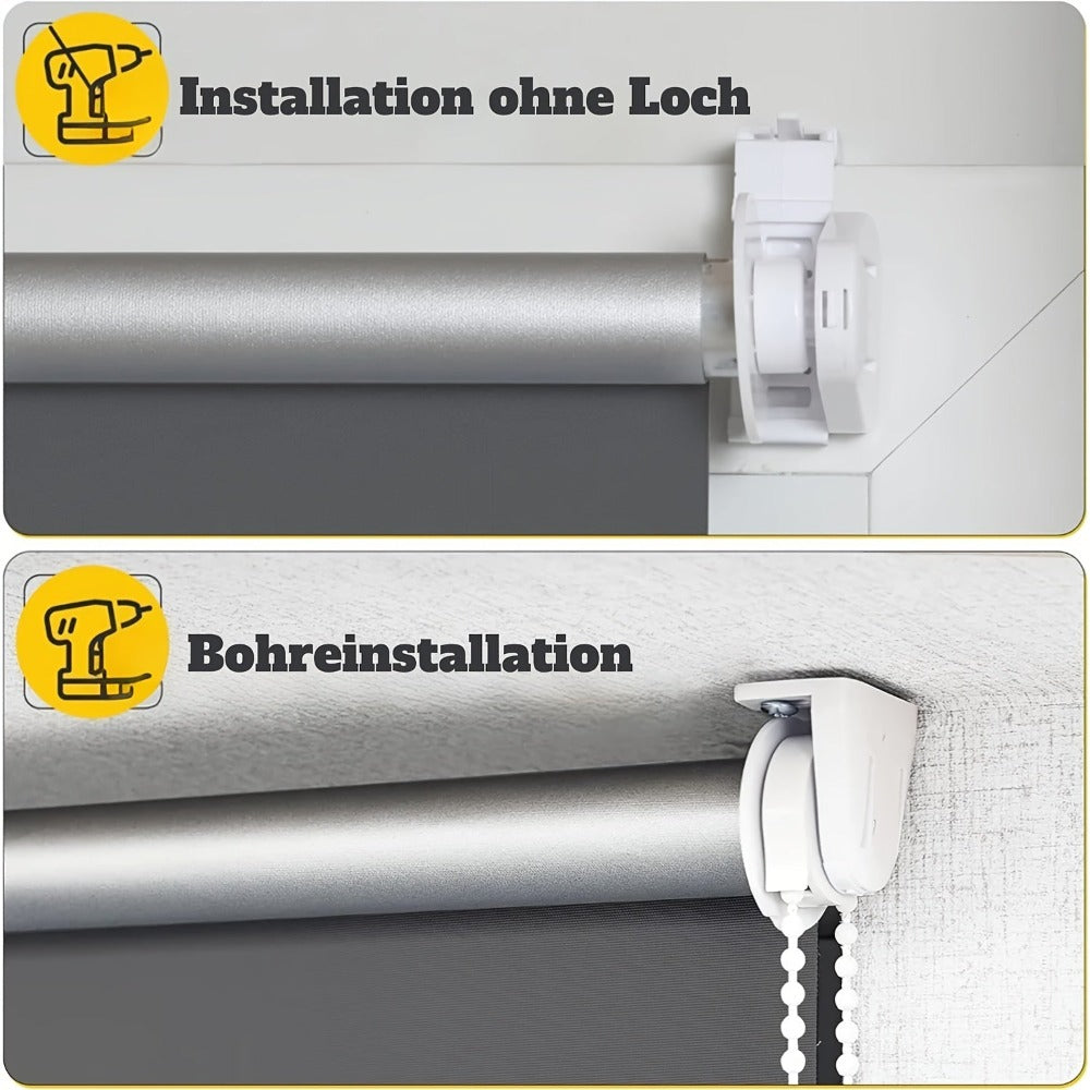 1pc Persiana Enrollable para Sombra, Opacante, Tela de Triple Capa con Recubrimiento Plateado para Reflexión Solar, Sin Necesidad de Taladrar, Ancho Opcional = Ancho de la Tela + 4cm