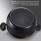 Olla Grande de 28 cm con Tapa de Cierre - Olla Versátil para Sopas y Estofados Rápidos, Compatible con Estufas de Gas, Diseño Elegante en Negro y Dorado, Tapa de Vidrio, Opciones Multicolor de Moda - Regalo Ideal para el Hogar
