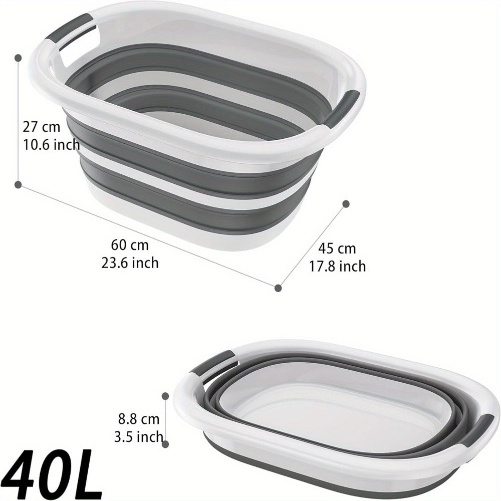 Canasta de Lavandería Plegable de 26L/40L Hecha de PP + TPE, Canasta de Lavado Ahorradora de Espacio con Asas, Contenedor Portátil para Lavado y Almacenamiento en Casa, Camping, Cestas de Lavandería