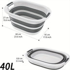 Canasta de Lavandería Plegable de 26L/40L Hecha de PP + TPE, Canasta de Lavado Ahorradora de Espacio con Asas, Contenedor Portátil para Lavado y Almacenamiento en Casa, Camping, Cestas de Lavandería