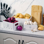 Juego de 3 Contenedores para Almacenar Patatas, Cebollas y Ajo | Conservador de Frescura de Alimentos a Prueba de Humedad y Brotes | Organizador de Cocina Ventilado de Grado Alimenticio | Cajas para Almacenar Verduras | Esencial para el Despensa del Hogar