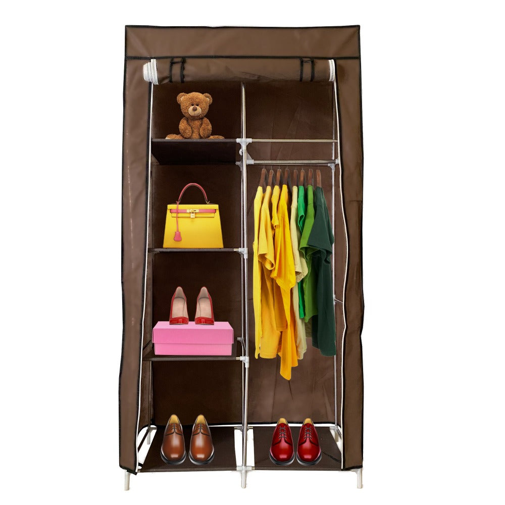 Armario Vestidor de Tela con Bolsillos Laterales Nyana Home - 5 Huecos 1 Ropero 1 Puerta 165x88x45cm Organizador de Ropa y Zapatos Fácil Montaje Ligero y Resistente Ideal para Dormitorio y Vestidor