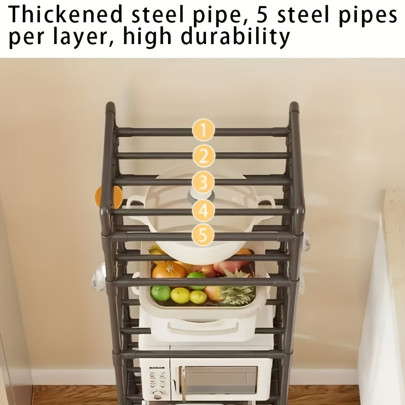 Estante de Almacenamiento Rodante de 5/6 Niveles - Organizador Multicapa de 167.64 cm - Ahorro de Espacio, Estante Ajustable y Multifuncional, Adecuado para Cocina, Baño, Sala de Estar, Oficina y Estudio, Solución de Almacenamiento Perfecta, Estante de Pi