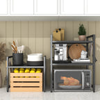 Estante Multifuncional para Microondas de Tres Niveles/Doble Nivel, Organizador de Encimera Ajustable, Soporte para Ollas y Microondas, Extensible y Retráctil, Almacenamiento para Cocina