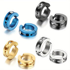 JewelryWe 2 piezas de aretes huggie de aro con bisagra y clip de acero inoxidable sin perforación (colores disponibles)