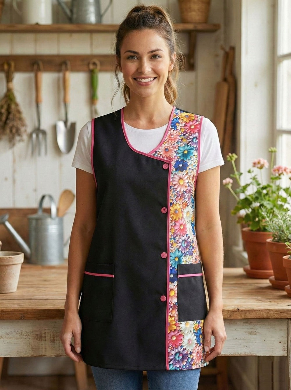 Mandilón de Cocina para Mujer Estampado Patrón Aleatorio Cómodo y Resistente