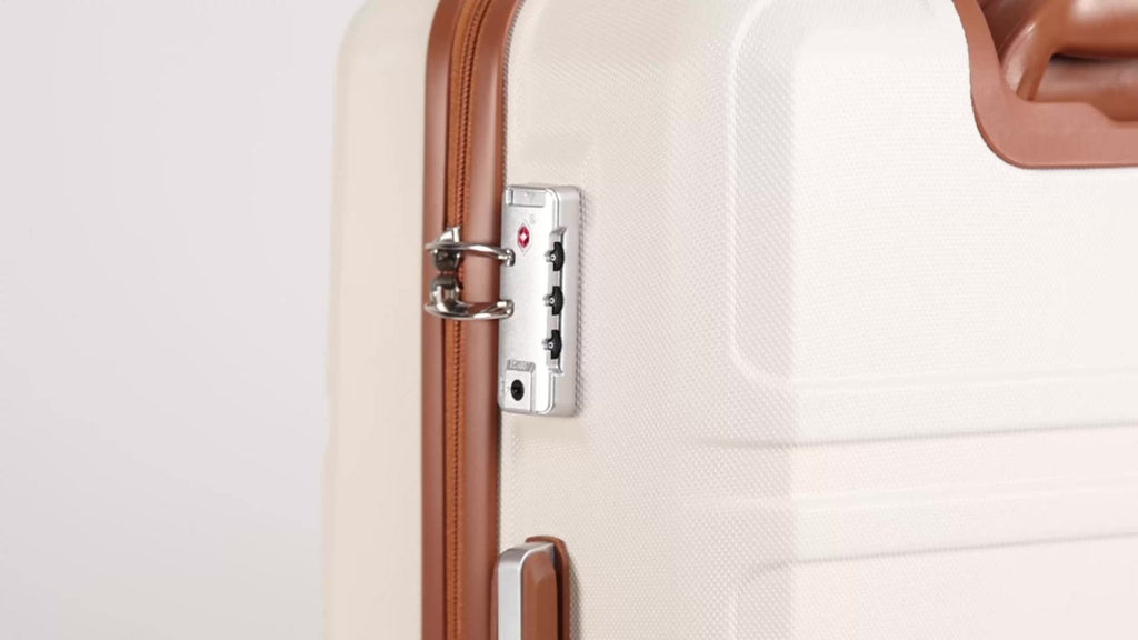 Juego de maletas de 2/4 piezas color blanco crema, carcasa rígida de ABS con trolley, candado TSA, 4 ruedas giratorias, maleta de viaje