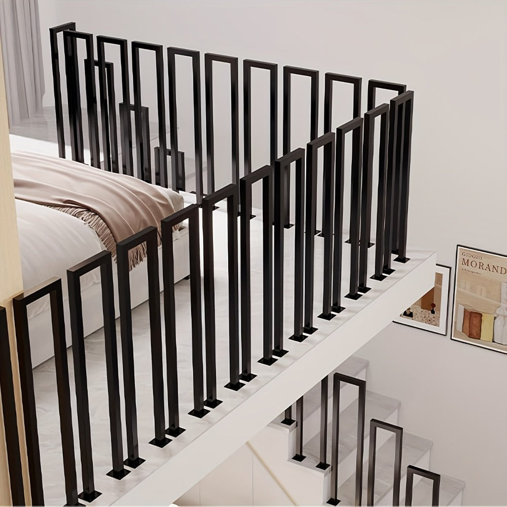 Pasamanos para escaleras interiores y exteriores, barandilla en U, barandilla de metal, pasamanos de escalera en forma de U, pasamanos de escalera para barandilla de balcón, negro.