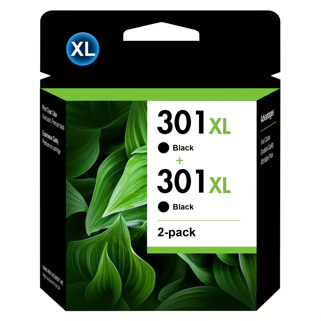 Cartuchos de tinta negros de alto rendimiento 301XL remanufacturados para HP 301 XL para impresoras HP Deskjet 1000 1010 1012 1015 1050 Envy 4500 4504 5530 Officejet 2620 2622 4630, 2 piezas