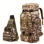 Un conjunto de dos piezas, una mochila para senderismo y montañismo