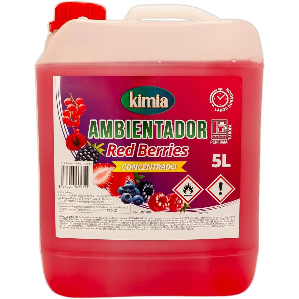 KIMIA - Ambientador de Hogar Red Berries 5L | Perfumador Cocentrado con Fragancia Duradera a Frutos Rojos | Para Cualquier Estancia de Casa, Coche y Oficina | Fórmula Concentrada | Ambiente Fresco y Perfumado