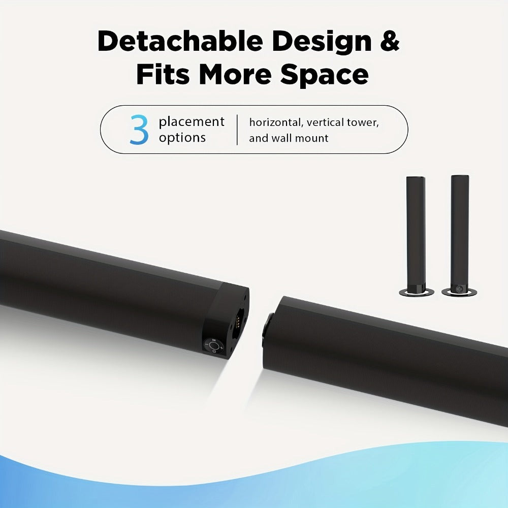 Barras de sonido de 81.28 cm para TV, barra de sonido para Smart TV, altavoz sin varillas, barra de sonido con cable e inalámbrica, barras de sonido separables 2 en 1 con conexión ARC/óptica/AUX, con control remoto por infrarrojos