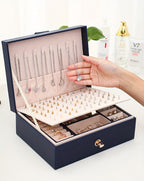 Organizador de Joyería de Lujo con Múltiples Niveles y Amplio Espacio para Collares, Aretes, Pendientes, Brazalete y Más, Fabricado en Cuero Sintético