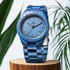 Leeev Reloj de Mano Ligero y Distintivo de Madera para Hombre, Colección Uwood Hecho a Mano de Sándalo Analógico de Cuarzo Vintage con Números Romanos, Reloj de Pulsera de Madera Natural