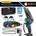 Motosierra Mini de 6 pulgadas Jemi Tool con Sistema de Lubricación Automática, Equipada con una Batería de 1/2 * 1.5Ah y una Cadena de 1/2, Ideal para Cortar Madera, Recortar Ramas y Podar Jardines