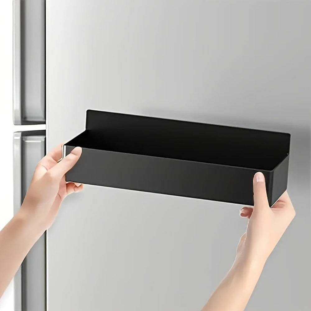 2 Piezas de Cestas de Almacenamiento Magnéticas Grandes de Plástico, Soporte Magnético para Especias, Sin Necesidad de Taladrar o Pegar, Estante Extraíble, Adecuado para Refrigerador, Microondas y Lavadora