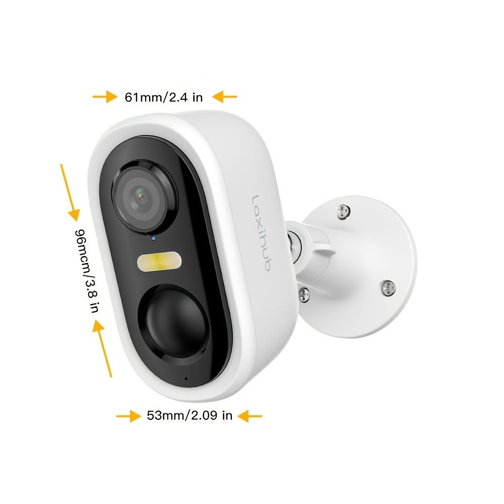 4pcs Cámara de Seguridad LaxiHub Inalámbrica para Exteriores, Resolución 1296P, Batería de 5200mAh, Almacenamiento en Nube/SD, Detección AI de Movimiento, Visión Nocturna a Color, Audio Bidireccional, Sin Tarjeta SD