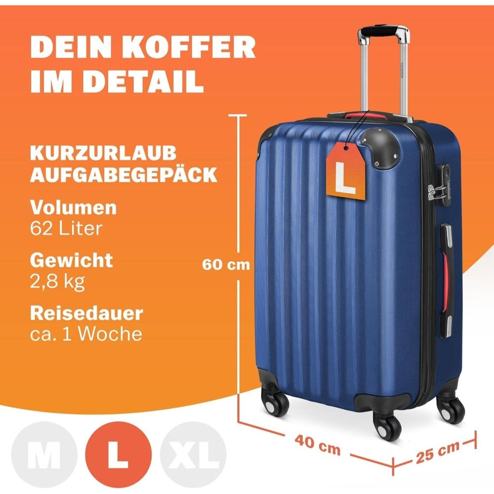 Monzana Maleta rígida Baseline L color Negro equipaje de viaje 62 L peso 2,8 Kg con ruedas 360° trolley 2 asas valija