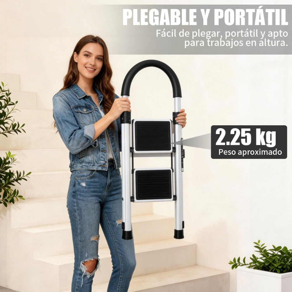 Escalera plegable doméstica de acero aleado con pasamanos antideslizante