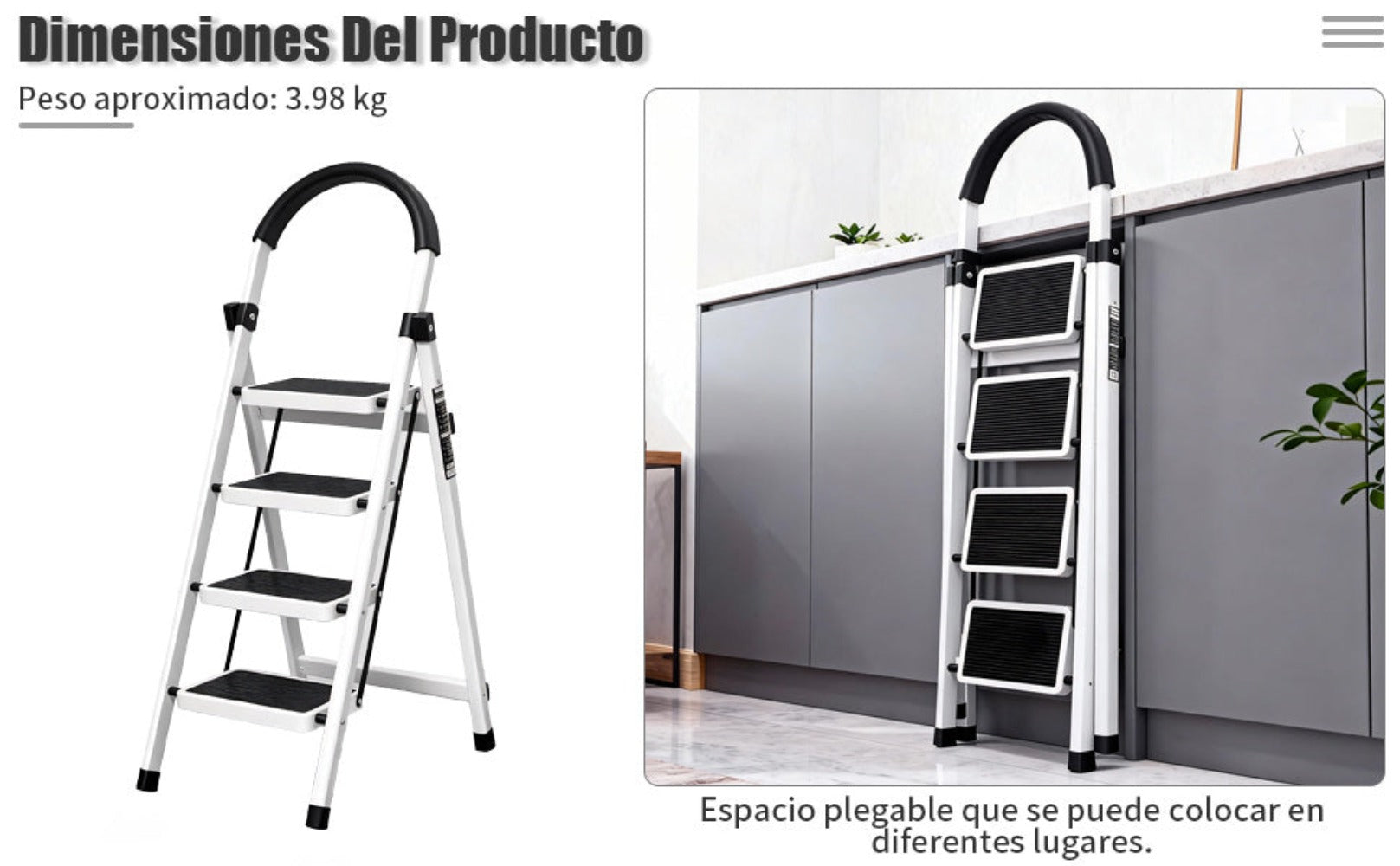 Escalera plegable doméstica de acero aleado con pasamanos antideslizante