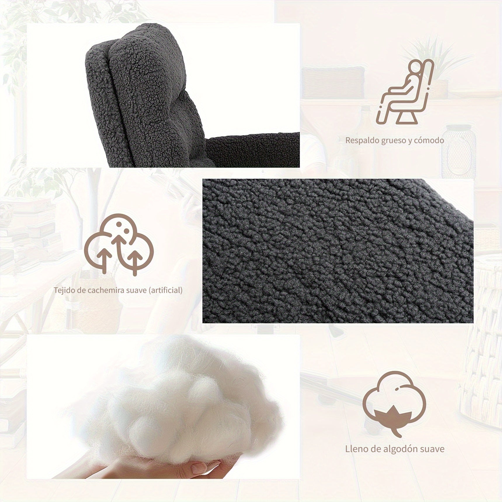 Sillas de oficina | Silla de Oficina, Silla de Maquillaje de Faux Fleece, Silla Giratoria Cómoda, Silla Ergonómica de Oficina, Altura Ajustable