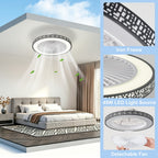 Ventilador de techo moderno de 48.26 cm con luz, 6 velocidades, reversible, de perfil bajo, ventilador de techo empotrado con luz LED regulable 3CCT, ventilador de techo con temporizador y control remoto para sala de estar, cocina, dormitorio y oficina