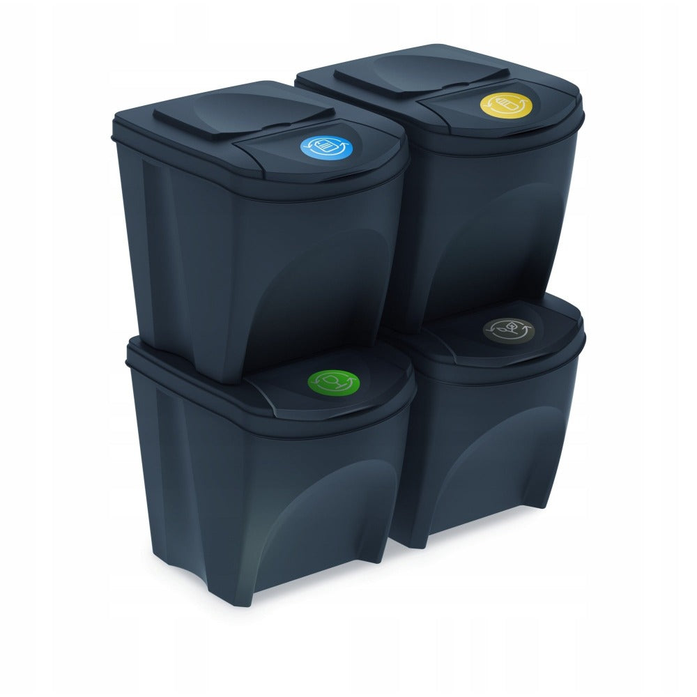 Set de 4 cubos de basura KEDEN SORTIBOX papelera reciclaje volumen 4x25L