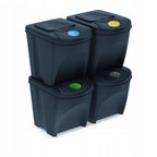 Set de 4 cubos de basura KEDEN SORTIBOX papelera reciclaje volumen 4x25L
