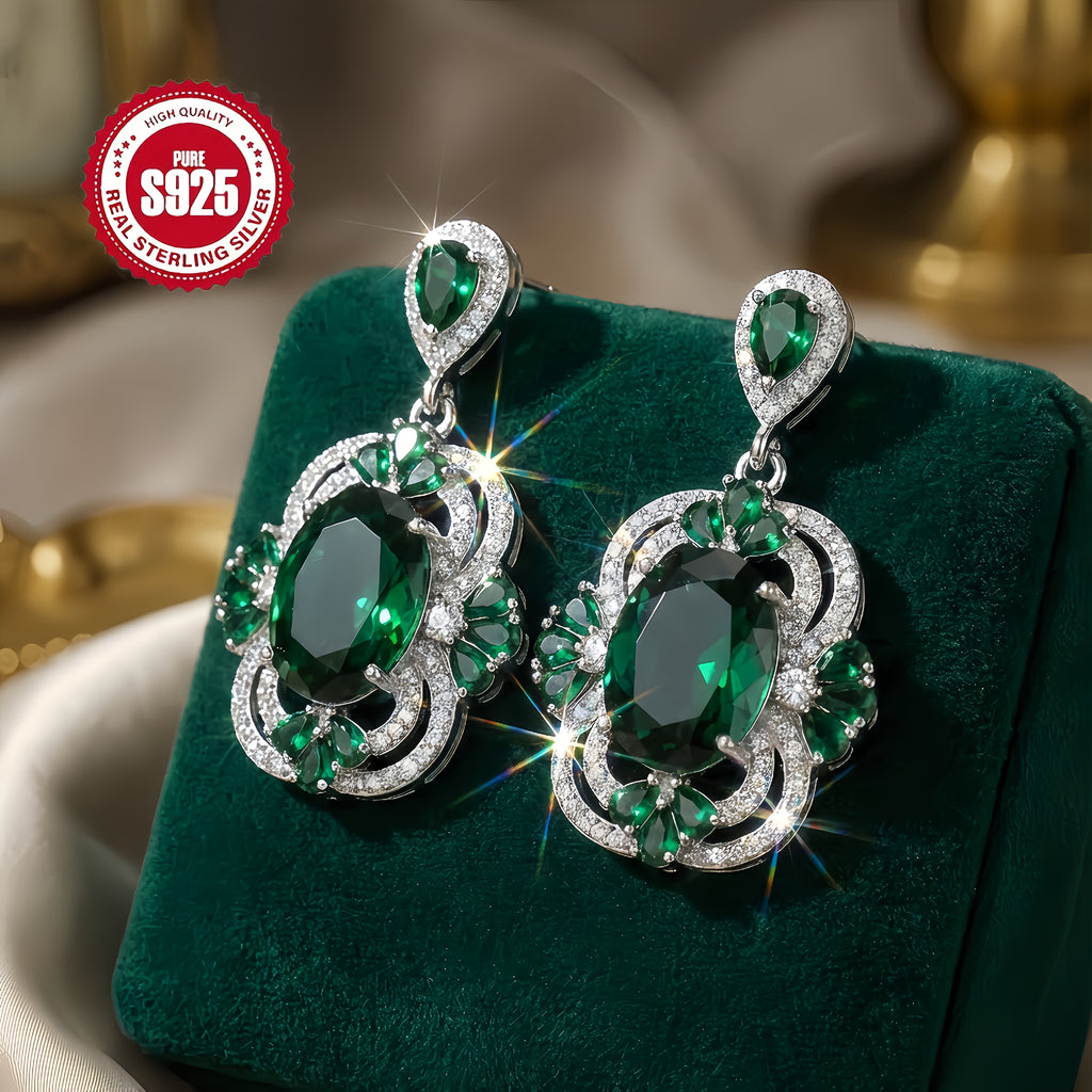 Pendiente de botón hipoalergénico de zirconia sintética en plata S925, estilo elegante, para mujer, regalo de San Valentín, adecuado para banquetes y bodas, con caja de regalo