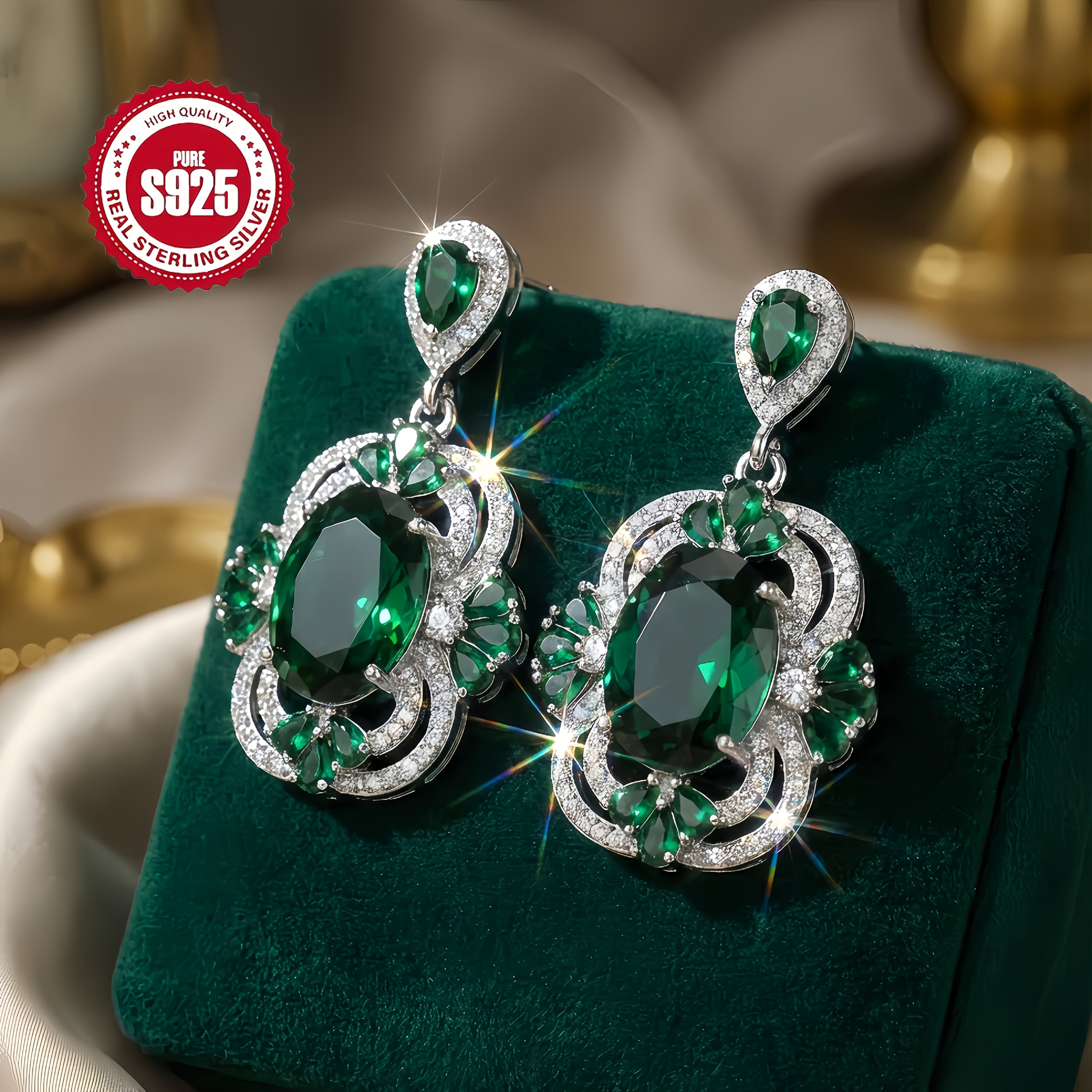Pendiente de botón hipoalergénico de zirconia sintética en plata S925, estilo elegante, para mujer, regalo de San Valentín, adecuado para banquetes y bodas, con caja de regalo