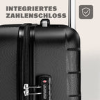 MONZANA® Juego de Maletas de 3 Piezas con Candado TSA, Maletas Rígidas en Tallas M-L-XL, Asas de Gel, 4 Ruedas Gemelas, Pies de Soporte, Maleta de Viaje con Ruedas – Negro, Azul o Champagne