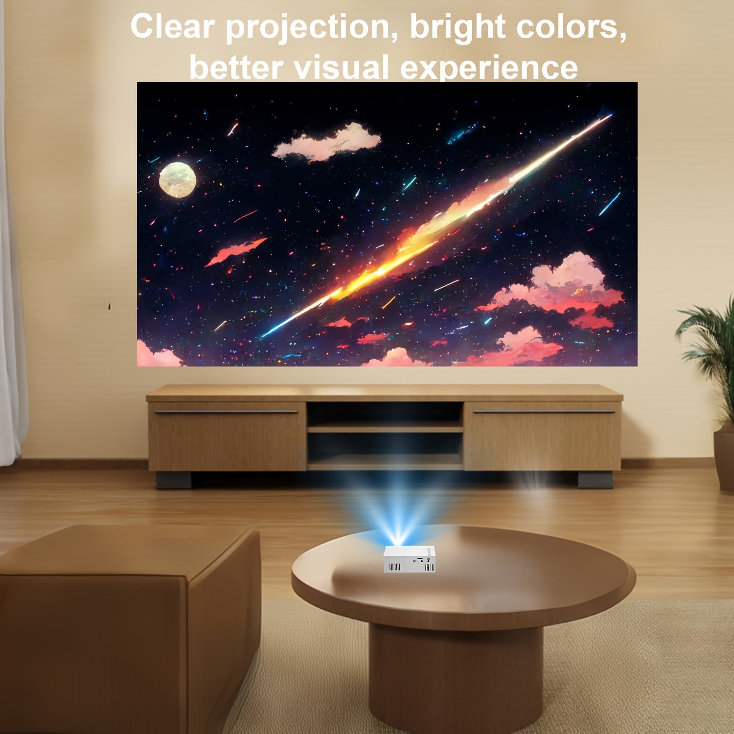 Proyector | Proyector de vídeo portátil mini ZRZTM con soporte Full HD 1080P, nativo 720P, pantalla LCD tipo Smart TV, compatible con