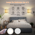Aplique de pared para iluminación de pasillo, salón y dormitorio | Juego de 2 piezas y 2 piezas y control remoto