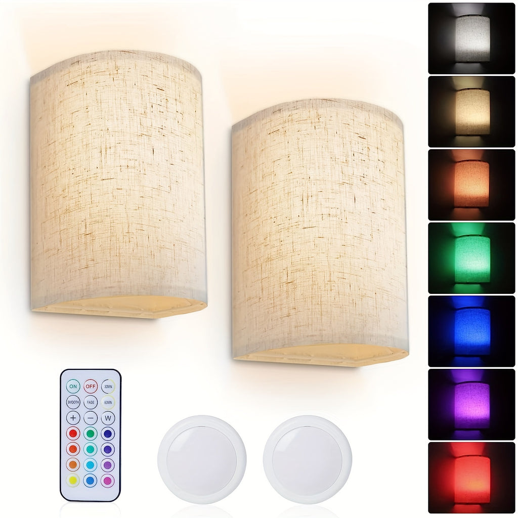 Aplique de pared para iluminación de pasillo, salón y dormitorio | Juego de 2 piezas y 2 piezas y control remoto
