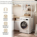 1pc Estante para Lavadora, Estante WC sobre la Lavadora, Armario de Lavadora, Armario de Baño, 3 Estantes, Toallero, Material Metal y Madera, 67x162x40cm
