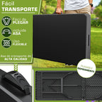 tillvex® Mesa de jardín plegable 180x75cm, resistente a la intemperie | Mesa de camping y buffet de plástico con asa | Para jardín, terraza, camping, balcón, 6 personas, negro