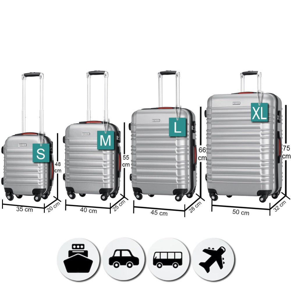 Conjunto PROVITERA de 4 Maletas Rígidas de ABS, Maleta Rígida S-M-L-XL con Asa Telescópica de Gel y 4 Ruedas de Rodadura Fácil, Trolley Ligero y Resistente al Viaje, Equipaje de Mano con Cerradura de Código, Mangos de Gel Ergonómicos, Ruedas Giratorias de