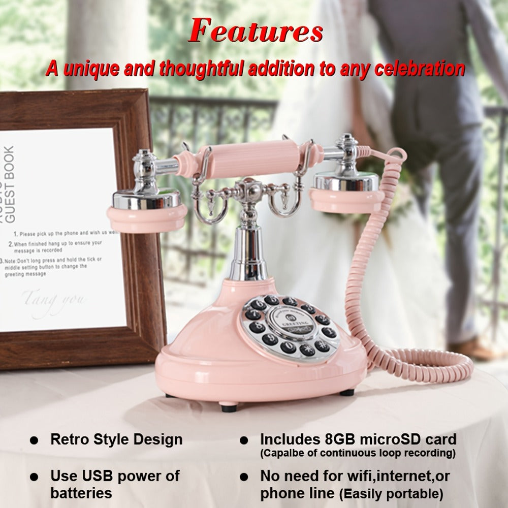 1 Teléfono de Audio Único para Libro de Visitas - Grabar Mensajes de Voz, Dejar Deseos Sentidos, Teléfono Original para Libro de Visitas para Bodas, Fiestas, Reuniones - Guarda Recuerdos para Siempre