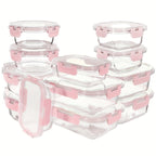 12 Paquete de Contenedores de Vidrio para Alimentos con Tapas Herméticas de Cierre a Presión - Contenedores Rectangulares para Preparación de Comidas, Aptos para Microondas y Lavavajillas, Diseño Apilable y Ahorrador de Espacio para Almacenamiento de Alim