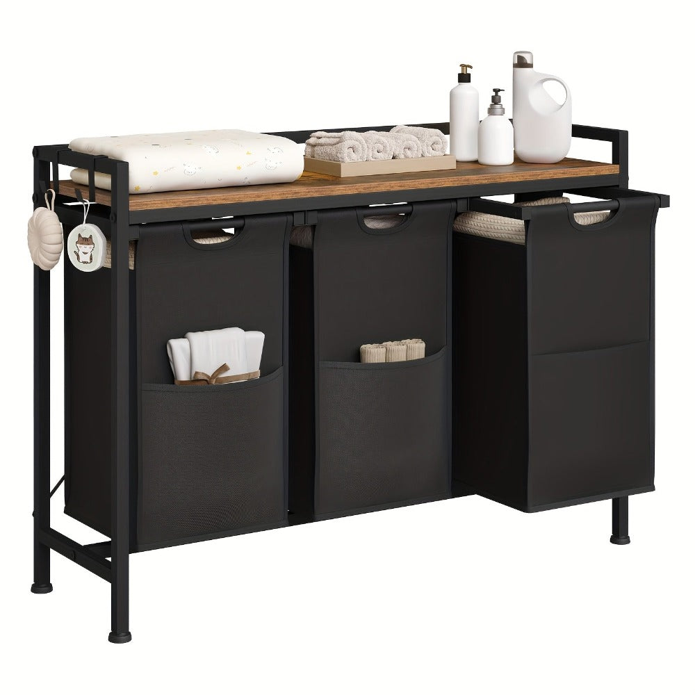 Cesto de lavandería con compartimentos, recolector de ropa sucia con estructura de metal, cesto para ropa sucia, bolsa de lavandería de tela Oxford desmontable, clasificador de ropa, contenedor de lavandería, para baño, dormitorio, cestos de lavandería