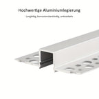 Perfil de canal de aluminio LED | Longitud de 2 m, ancho total de 6 cm | Ranura de 2.3 cm | Riel de montaje empotrado profundo | Sin fuente de luz | Ideal para montar tiras LED en techos, gabinetes, estantes, iluminación de cocina