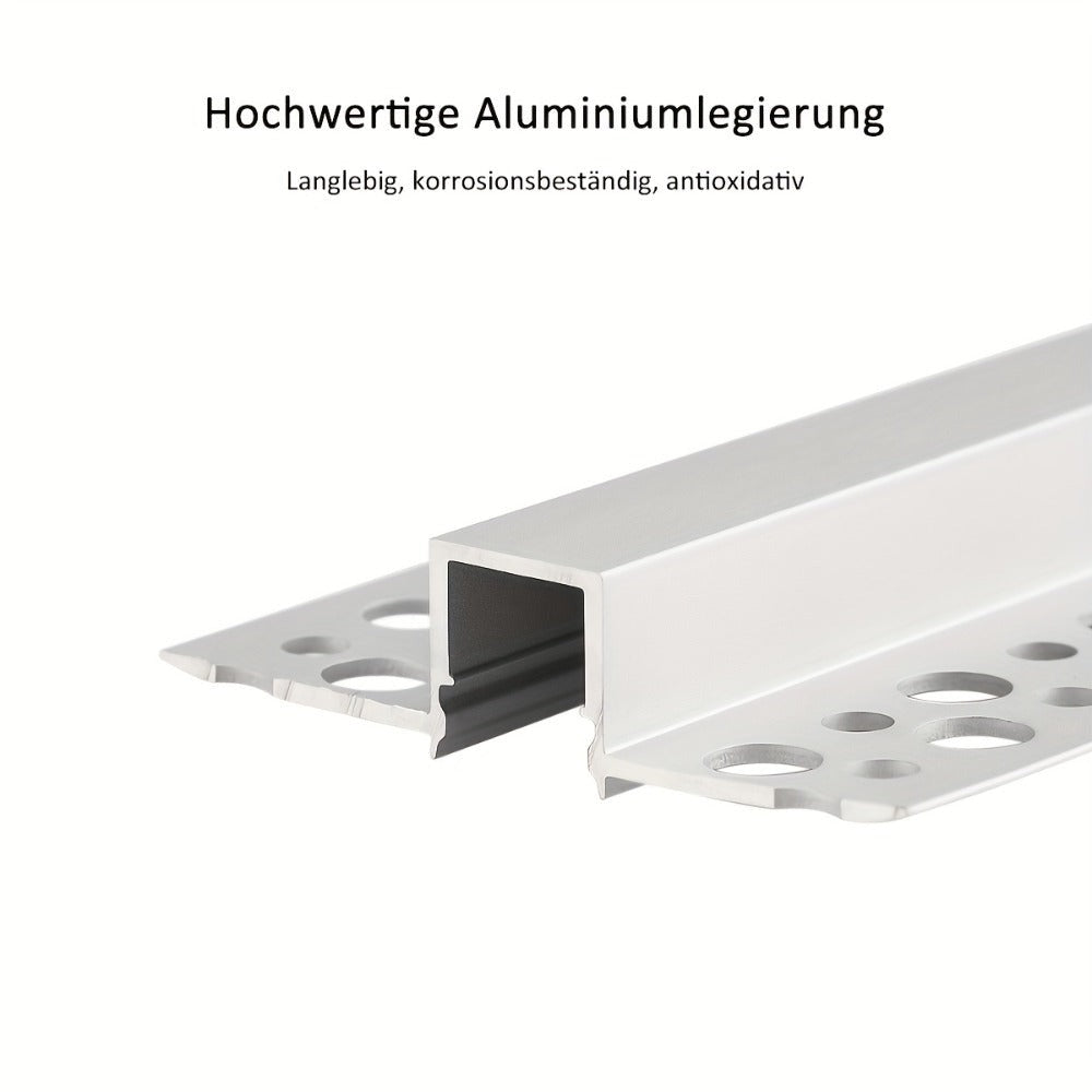 Perfil de canal de aluminio LED | Longitud de 2 m, ancho total de 6 cm | Ranura de 2.3 cm | Riel de montaje empotrado profundo | Sin fuente de luz | Ideal para montar tiras LED en techos, gabinetes, estantes, iluminación de cocina