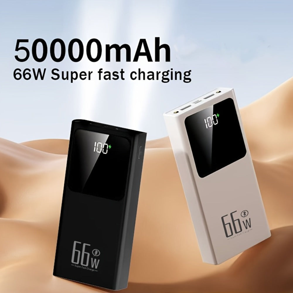 Batería Externa de 50000mAh, Carga Súper Rápida, Batería de Respaldo de Energía de Emergencia para Exteriores, Luz para Camping al Aire Libre, Batería Externa de Gran Capacidad, Soporta la Carga de Múltiples Dispositivos Simultáneamente, Adecuada para Tel