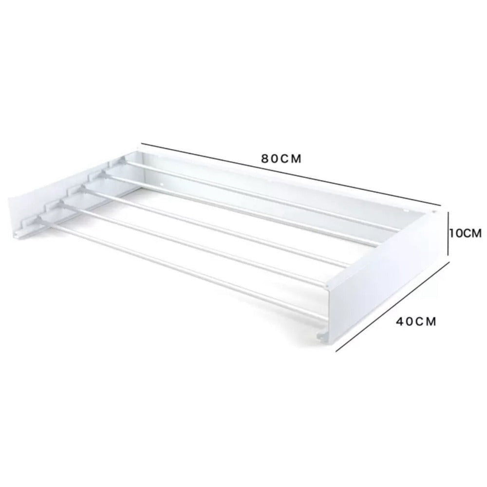 Mikomika Tendedero Plegable Montar en Paredes - Retrctil - Tendedero Plegable de 80cm para Interiores o Exteriores -y Compacto Que Ahorra de Espacio, Capacidad para 30Kilos, Cuenta con 6 barras de 80cm aluminio de alta resistencia (T001 1999)