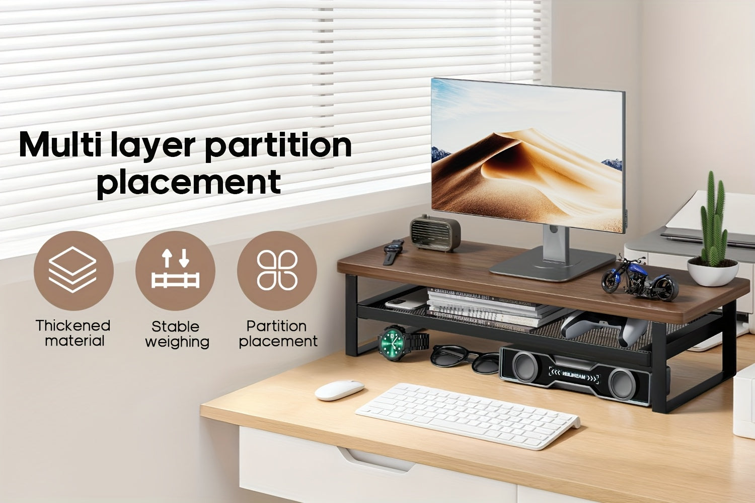 Soporte para portátil y monitor para escritorio oficina y teletrabajo | diseño funcional
