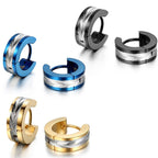 Jewelrywe Aros Pequeños Clásicos Acero Inoxidable Bicolor Aros Huggie Pendientes de Botón para Hombres y Mujeres