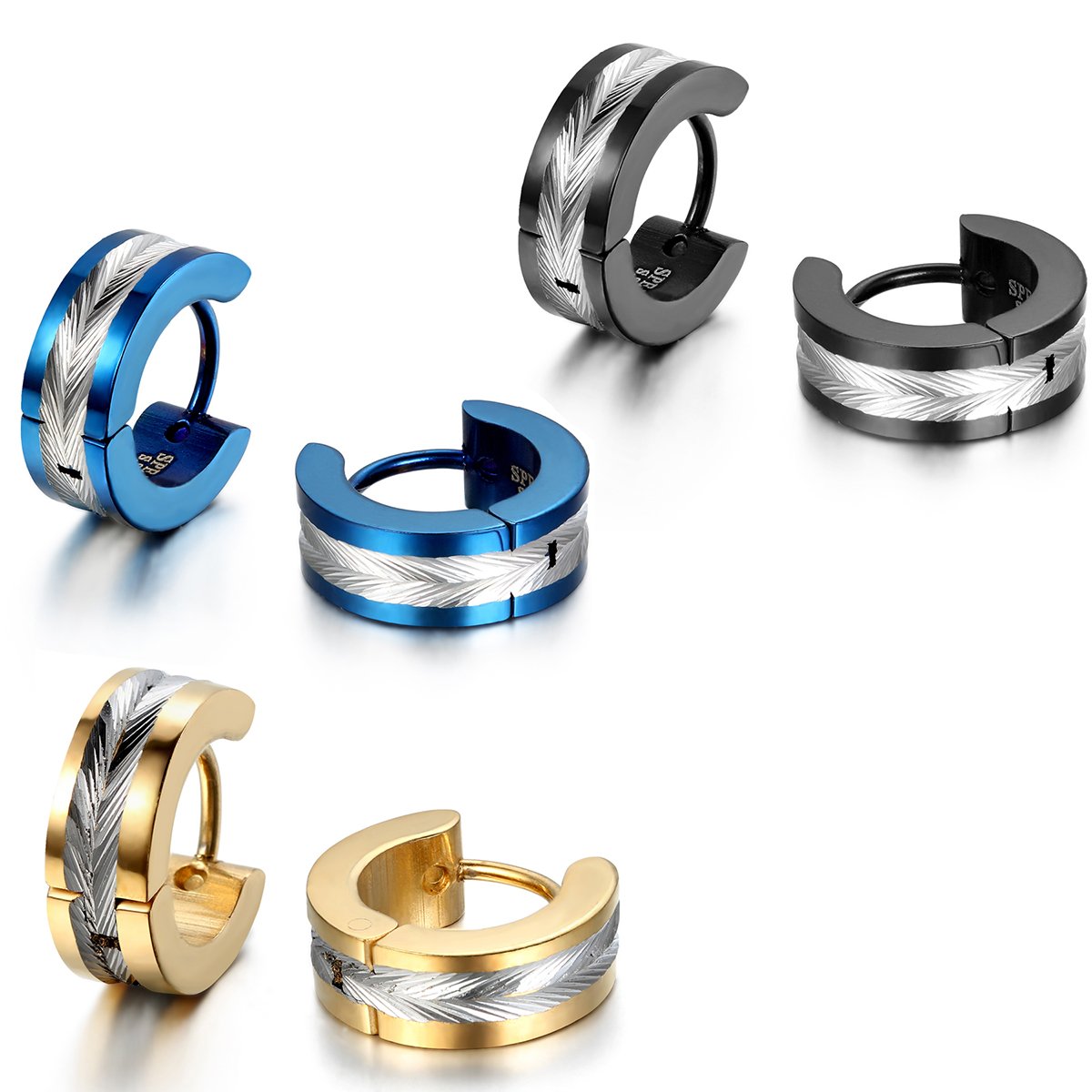Jewelrywe Aros Pequeños Clásicos Acero Inoxidable Bicolor Aros Huggie Pendientes de Botón para Hombres y Mujeres