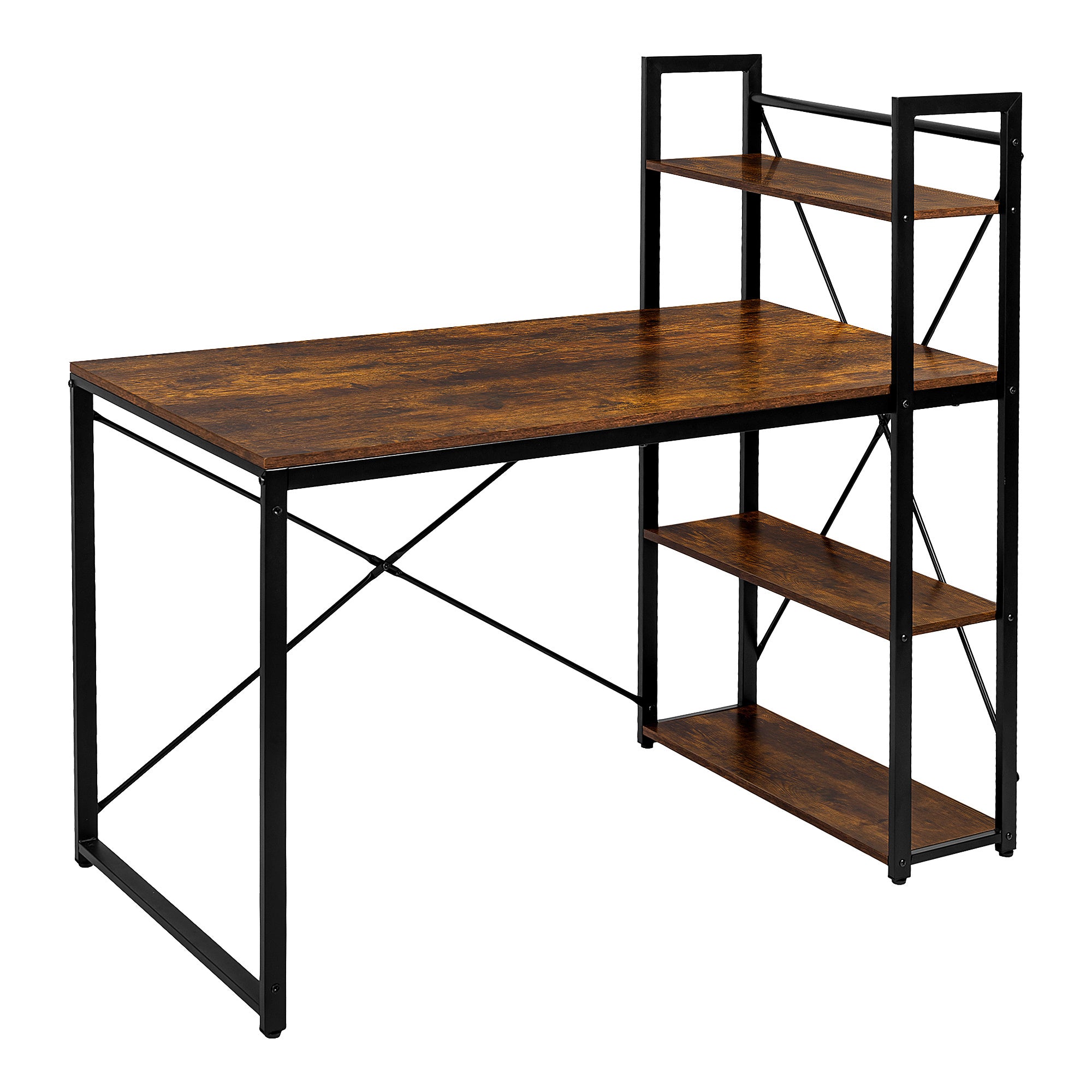 Escritorio - Mesa de Ordenador con Estantes - Escritorio para PC - Oficina en Casa Industrial - 60X120X76/120
