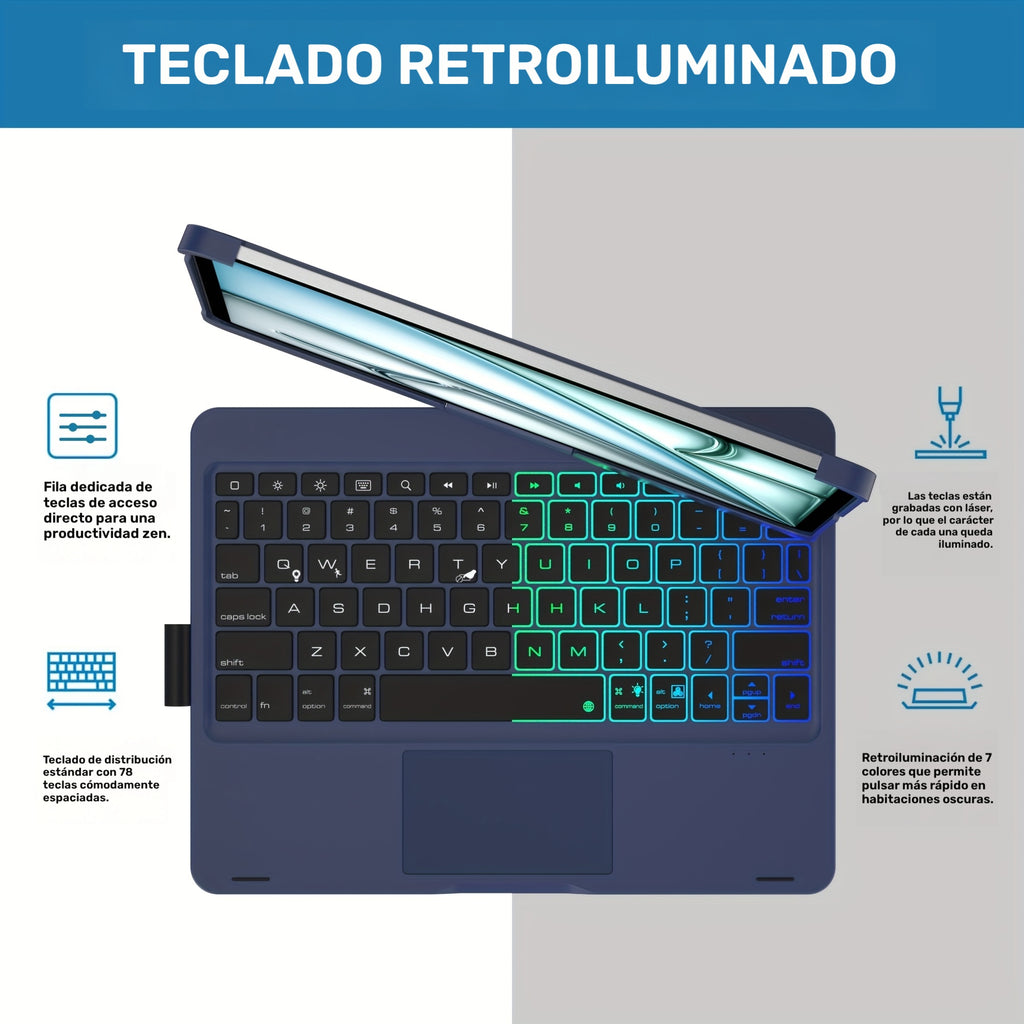 Funda giratoria con teclado para iPad | Trabajo, estudio y protección