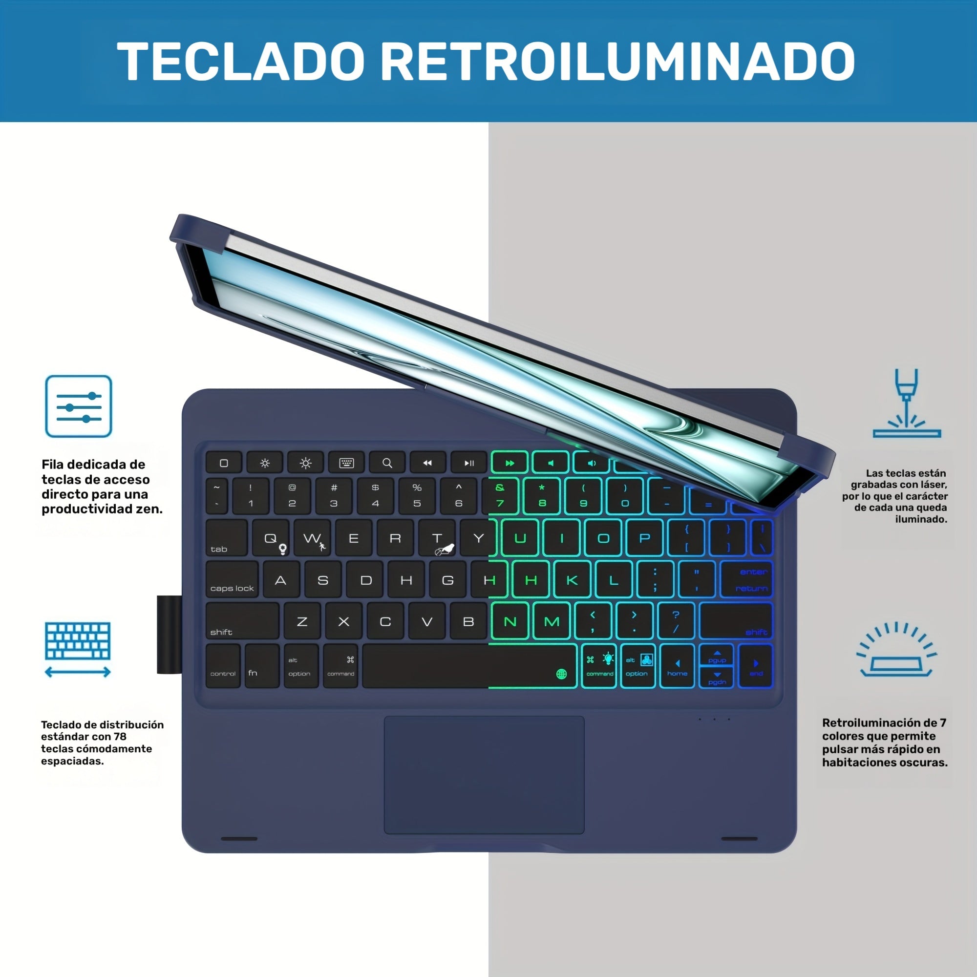 Funda giratoria con teclado para iPad | Trabajo, estudio y protección